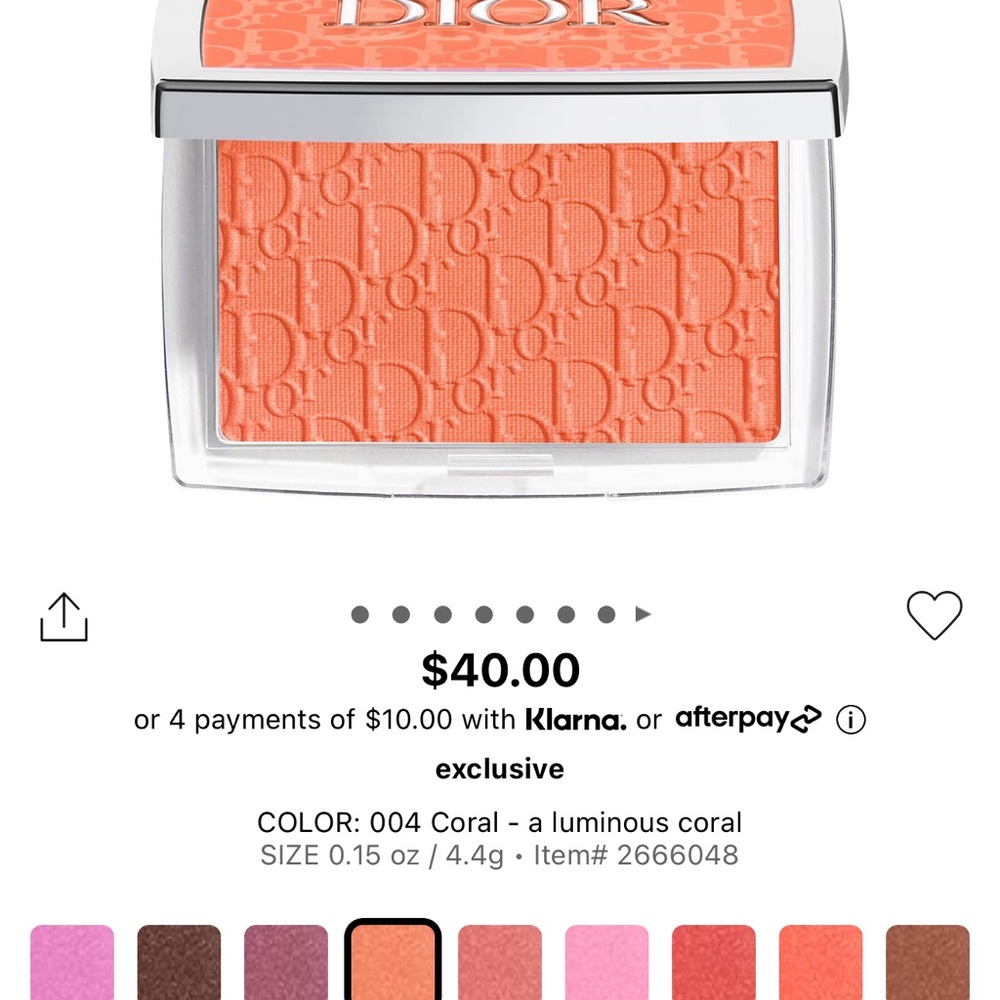 NIB Dior Backstage blush, coral. Never opened or used.